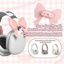 2 Pack Pink Bow Headphone Decorations, Adjustable Silicone Earphone Charms For Girls, Kawaii Headphone Accessories, Compatible With Most Headphones & Earphones - White - View 9