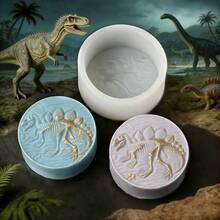 2D/3D硅胶恐龙化石模具，适用于蜡烛/肥皂/树脂/石膏制作，3D动物硅胶树脂浇铸装饰模具，手工制作独特肥皂树脂工艺品礼品 - 白 - 查看 5