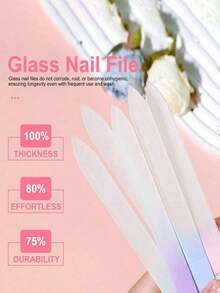 5pcs/1pc Glass Nail File Professional Manicure Tool For Natural Nails, Gradient Color Polishing And Care, Suitable For Salon Gifts (Macaron Color) - Multicolor - View 7