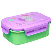 Children's Bento Box Stainless Steel Lunch Box With Buba Zoo Divider 600ml - Morado - Ver 8