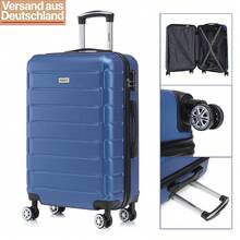 YONSLY Leichtes Koffer 20/24/28 mit Zoll 4-Rollen-360° Zahlenschloss Doppelt Verwendbarer Reißverschluss Weicher Gummigriff Reisekoffer Hartschalenkoffer für Urlaub Familienausflüge und Pärchenreisen - Tiefblau - Übersicht 2