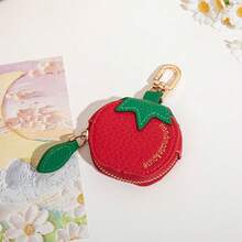 CHARM INFINITE Llavero con diseño encantador y de moda de tomate, monedero mini lindo, pequeña billetera colgante portacards para mujeres - Rojo - Ver 3