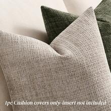 1pc Light Gray Linen Textured Throw Oatmeal 18x18 Inch Pillow Cover, Neutral Woven 20x20 Inch Cushion Case Without Filler, Modern Farmhouse Home Decor For Sofa Couch Bedroom, - Apricot - View 3