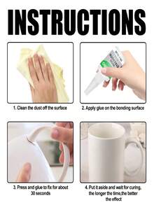 JUE FISH 30-50g Multi-Purpose Waterproof Transparent Ceramic Glue. Specially Designed For Glass And Wood, Fast Drying, Strong Adhesion, And Excellent Waterproofing. Bonds In About 30 Seconds Under Pressure. The Longer It Cures, The Better The Effect. Also Heat-Resistant, Fast-Curing, And Widely Applicable. - A - View 8