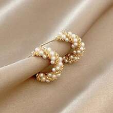 1 Đôi bông tai ngọc trai hình học thời trang, thiết kế độc đáo, đa năng. - Vàng - Xem 3