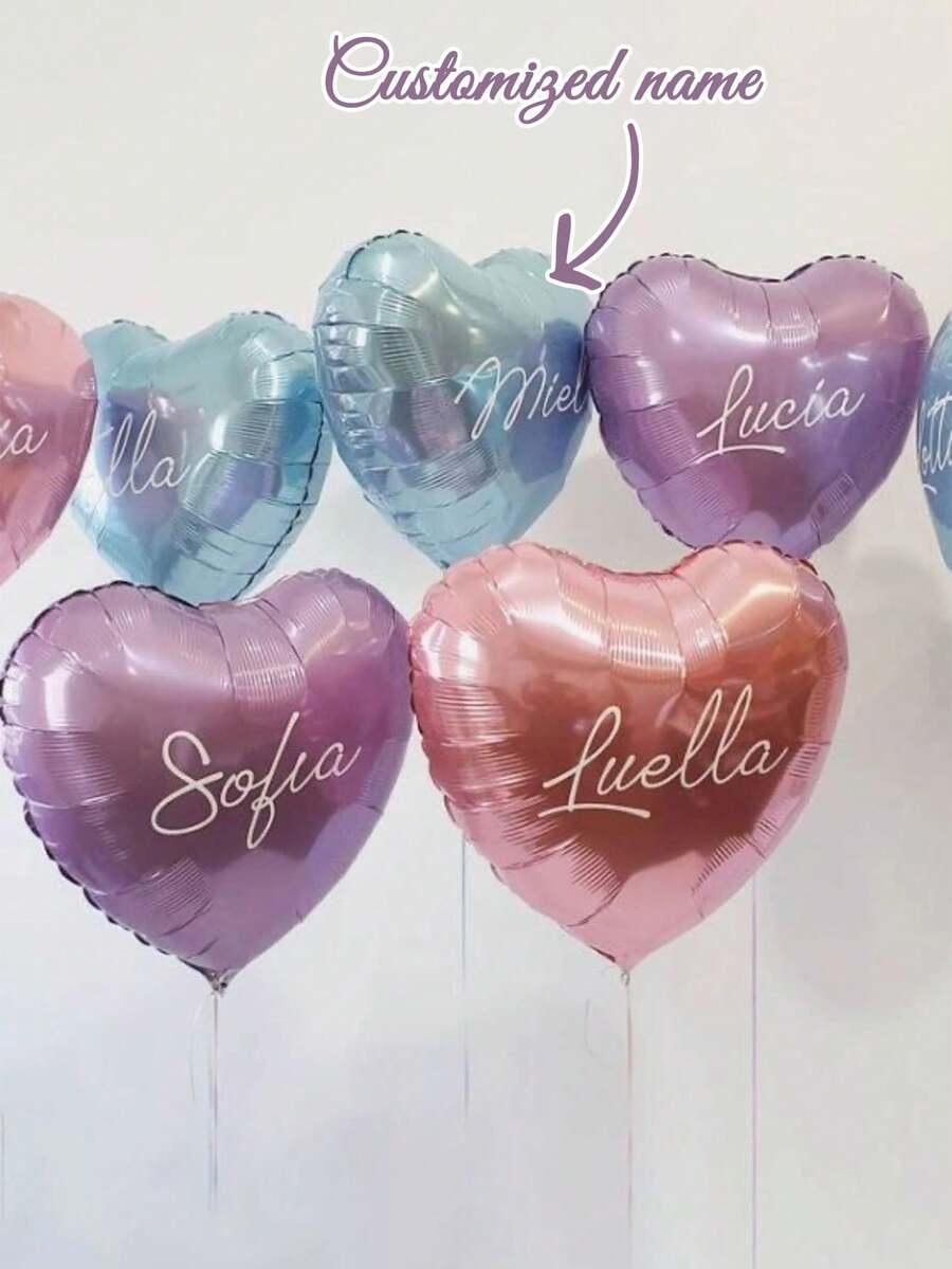 Personalized Heart-Shaped Balloons - Customizable Balloons, Balloons With Names, Valentine's Day, Personalized Gifts, Party Decorations - Multicolor - View 1