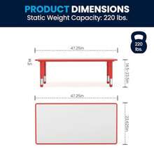 Wren 23.625''W x 47.25''L Rectangular Red Plastic Height Adjustable Activity Table with Grey Top - Rojo - Ver 4