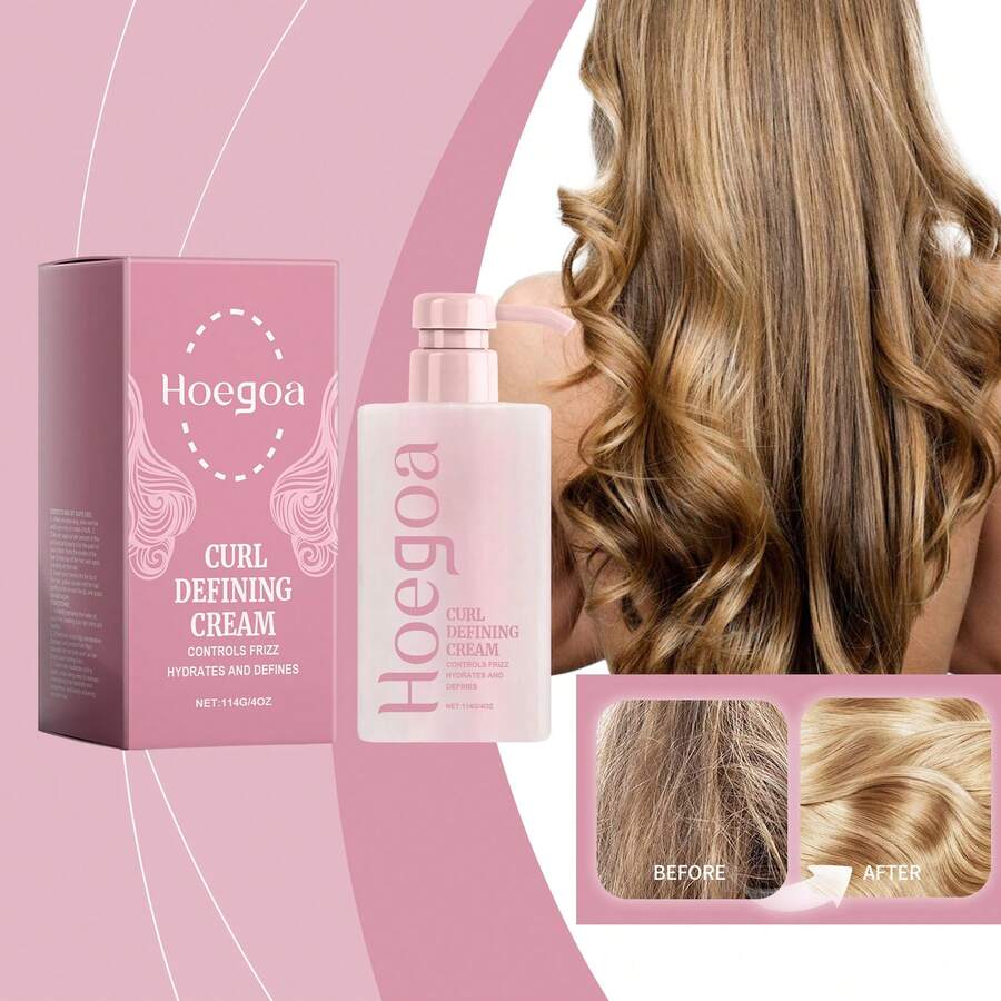 Hoegoa Curl Defining Cream 114g/4oz | Anti-Frizz Curly Hair Styling Cream | Hydrates, Defines & Enhances Natural Curls, Controls Frizz & Flyaways, Adds Soft Bounce & Long-Lasting Hold | Lightweight, Non-Greasy Formula For Wavy, Curly & Coily Hair, Leaves Curls Smooth, Shiny & Frizz-Free All Day - Kem - Xem 1