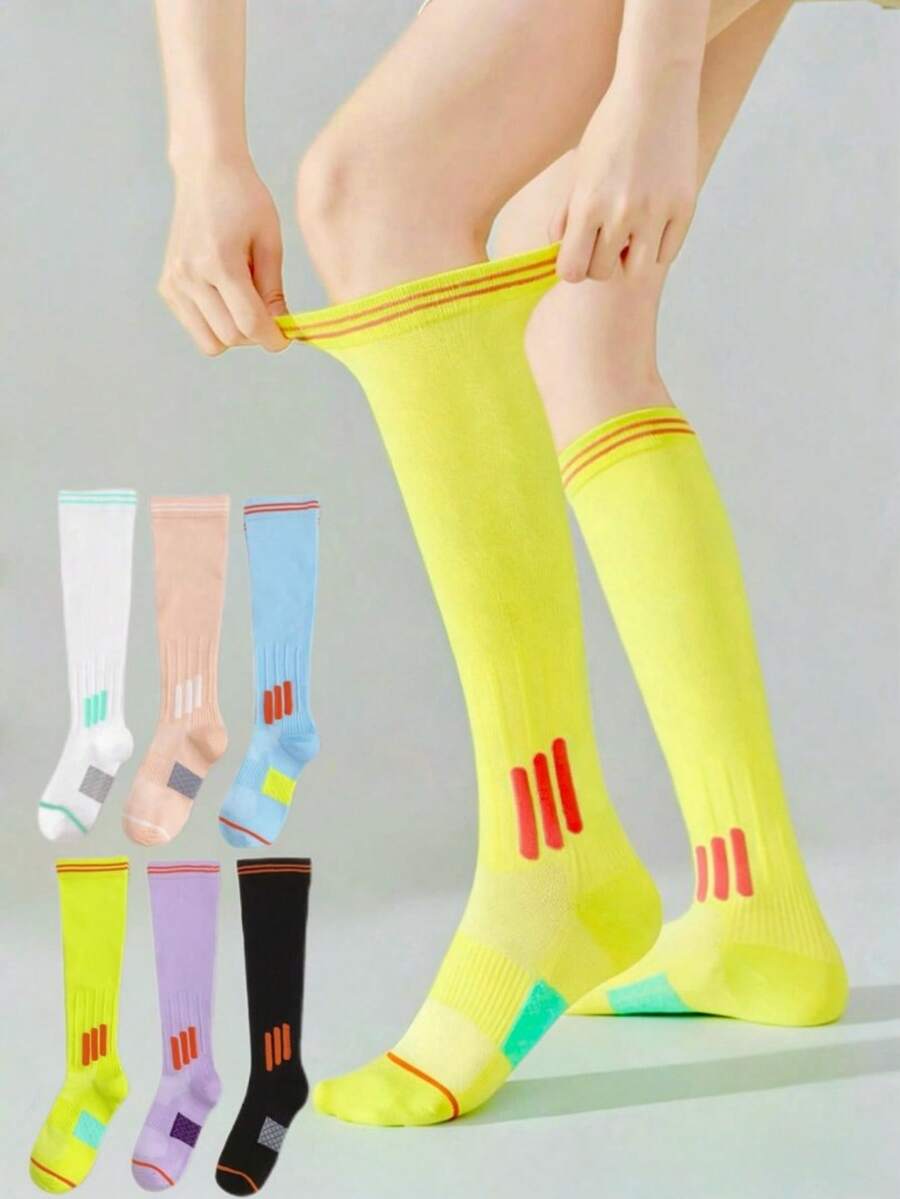 1/6 đôi tất thể thao mỏng, nén cao đến đầu gối, thích hợp cho yoga, tập thể dục và thể thao, mùa xuân/hè. - Nhiều màu - Xem 1