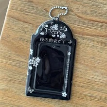 インス風 シルバーボウ ハートデザイン 3インチ カードケース 収納 展示 アクセサリー - 黒桜柄 3インチ カードホルダー - チェックする 6