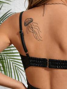 STARTTOOS Temporary Tattoo, Minimalist Jellyfish Design Y2K Tattoo, Suitable For Music Festivals, Valentine's Day, Carnival, DIY Party Gifts, 1-2 Weeks Waterproof Fade-Resistant Natural Plant-Based Ingredients Realistic Temporary Tattoo Sticker - Biru - View 5