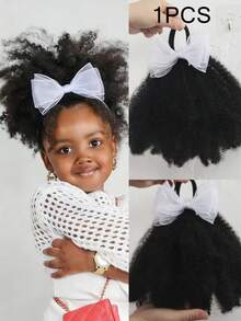 1pc Kids Ponytail With Yarn Bow Elastic Bow Clip Soft Hair Big Go Afro Kinky Marley Kids Braided Ponytail For Girl - Black - View 10