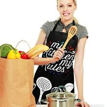 Adjustable Waterproof Apron Bib Apron With 2 Pockets Cooking Kitchen Aprons For Women Men Chef - 我的廚房,我的規則,圍裙 - 查看 2