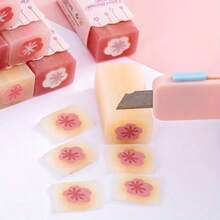 6pcs/Set Sakura Theme Erasers, Clean Without Residue, Assorted Floral Patterns - Stationery & School Supplies, Back To School Essential, Office Work Must-Have - Multiple Styles - View 5
