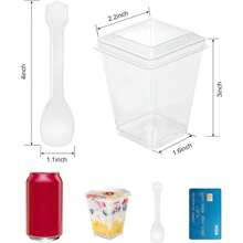 5 Oz 60Pcs Plastic Dert Cups With Lids And Spoons, Yogurt Parfait Etizer Cups For Party, Mini Dert Shooters For Pudding And Fruit Variant 3 - 20 Cups + 20 Spoons + 20 Lids - View 3