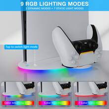 All-In-One P5 Slim Cooling Stand With Dual Controller Charger, 3-Speed Turbo Cooling Fan, 9 RGB Lighting Modes, Headset Hook, Compatible With P5 Slim Disc/Digital Edition - View 6