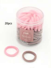 50个装罐装基础款高弹力发圈，女士休闲粉色配饰，马尾辫发圈，发绳，发圈，运动健身服饰头部配饰，弹力带，美发家居配饰 - 粉色 - 查看 10