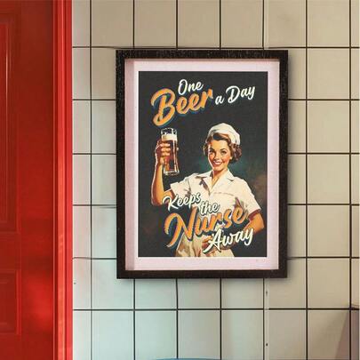 1pc Interesting Nurse Graphic Refrigerator Magnet, Wooden Frame Fridge Magnet, Suitable For Home, Office, Study Room Refrigerator Decor - Refrigerator Magnet