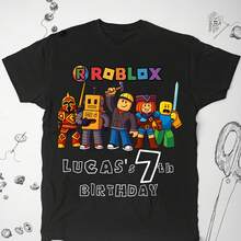 Personalized Roblo Birthday Boy Shirt, Family Birthday Tees, Family Matching Video Game Birthday - 黑色 - 查看 11