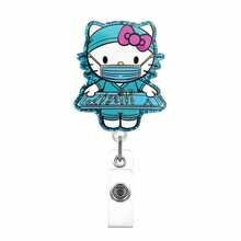 SANRIO 護士識別證捲軸組，可愛可伸縮式ID持卡器附手工吊飾，醫療卡通工作配件禮物，適用於聖誕節/生日/回醫院/學校/辦公用品，襯衫/夾克，配件，萬聖節裝扮，胸針，幽默教師禮物 - 彩色 - 查看 12
