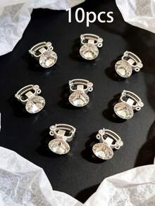 10pcs Rhinestone Mini Bead Hair Clips, Hair Decoration For Messy Bun/Braids, Bridal/Party Styling Accessories - Multicolor - View 6