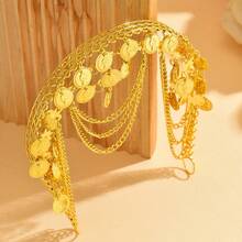 1 pieza Diadema con diseño único de cadena con borla con forma de moneda con patrón de retrato de estilo de Oriente Medio, adecuada para actuaciones de danza, elegante, fiesta - Dorado - Ver 2