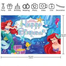 1 pieza Fondo de fotografía de cumpleaños de sirena feliz, mundo submarino de cuento de hadas, océano azul piedra, peces pequeños, coral, algas marinas, decoración de fiesta de recién nacido, tamaño: 82.7*5.1/59.1*39.4/39.4*29.5 pulgadas - BJB - Ver 7