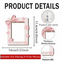 Khung ảnh gỗ có nơ hồng, khung gỗ hình chữ nhật 2D, hình hoa hướng dương, thích hợp để trưng bày theo chiều dọc, phù hợp với ảnh kích thước 5*3.5 inch. - Kiểu hoa hướng dương - Xem 5