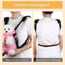 Dog Backpack Carrier/Cat Carrier, Adjustable Pet Front Carriers Travel Bag For Puppy Medium Dogs, Legs Out, Soft Ventilated Doggie Chest Carry Backpacks For Hiking/Camping, 2.5-4 Lbs, Pink - Pink - View 9