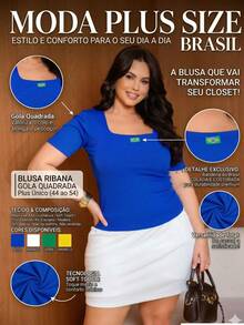 Women's Plus Size Blouse Brazil Square Neck Casual Plus Ribbed Premium Sizes 44 46 48 50 52 54 GG G1 World Cup - ÁO SƠ MI NGẮN TAY KIỂU BRAZIL - Màu vàng - Xem 4