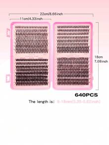 640 Clusters D Curl Cluster Lashes, 30D/40D/50D Mixed Combination Lash Set. - View 4