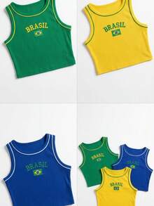 Kit Of 3 Premium Ribbed Cropped Tops From Brasil – Style, Comfort, And Attitude - Vàng, Xanh lá cây, Xanh dương - Xem 5