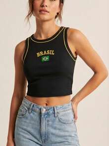 Premium Ribbed Cropped Tops From Brazil – Style, Comfort, And Attitude - Black - View 3