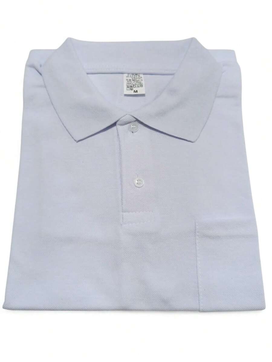 Basic Piqué Polo Shirt With Pocket - White - View 1