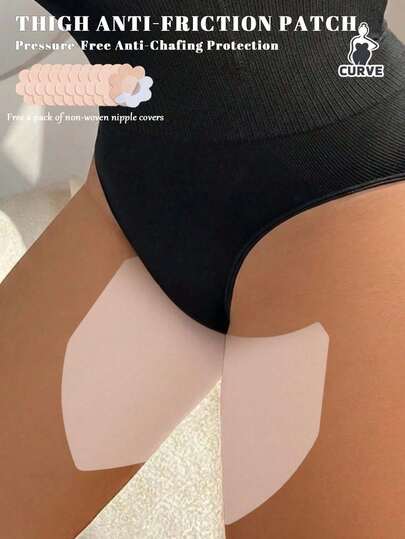 10/20 Pieces Disposable V-Shaped Anti-Friction Thigh Pads – Invisible Non-Woven Fabric Inner Thigh Friction Pads, Breathable And Non-Slip Leg Protectors, Suitable For Plus Sizes, Ideal For Summer, Dresses And Outdoor Activities. Includes 10 Flower-Shaped Nipple Covers.