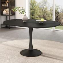 Extendable Oval Dining Table For Coffee And Leisure, Length 100/140 X Width 100 X Height 75 Cm, Modern And Simple, White [OLD SKU: N634P18391921W] - Black - View 9