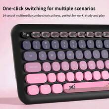 MOFii 666 2.4G Silent Wireless Keyboard & Mouse Combo, 110 Full-Size Retro Round Keys Cute Girly Style Office Peripherals, Includes USB Receiver, Compatible With Desktop & Laptop, Batteries Not Included - View 5