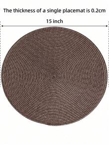 4pcs/6pcs Set Woven Round Placemats, 15 Inch Washable Non-Slip Dining Table Mats, Suitable For Family Gatherings, Weddings, Parties (Coffee Color) - Brown - View 8