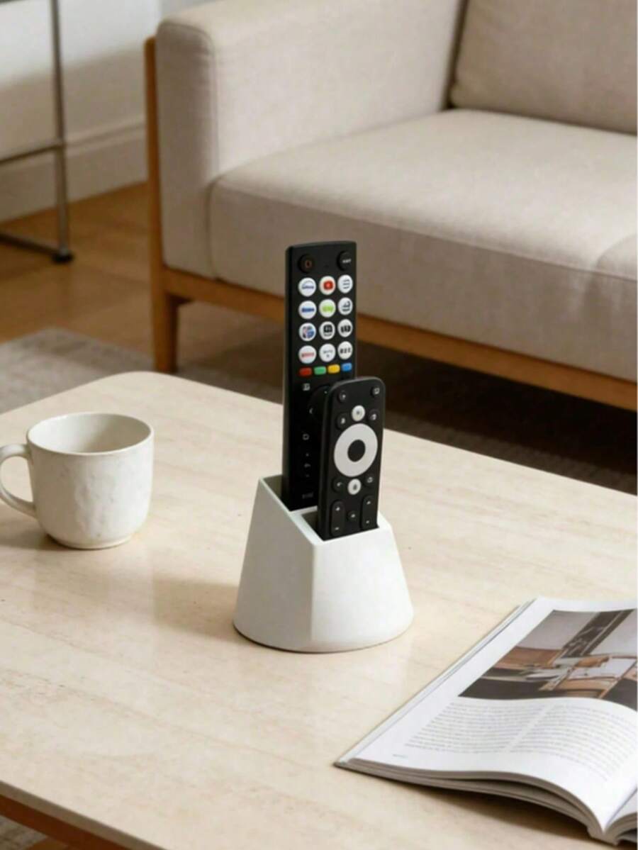 1pc Remote Control Holder, Living Room & Bedroom Media Storage Rack, Decorative Remote Control Organizer Can Hold 2 Remotes, No Power Needed, Easy To Use, Durable And Convenient - Multicolor - View 1