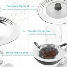 Thick Stainless Steel Universal Wok Lid, Transparent Glass Lid With Multi-Edge Round Shape For Home Kitchen And Restaurant Use - Pot Lid - View 3