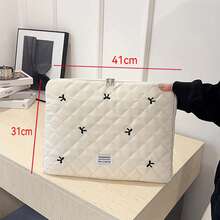 Cute Bow Quilted Laptop Sleeve, Fits 10/11 Inch And 13/14/15/15.6 Inch Laptops, Portable Shock-Resistant Computer Inner Bag Compatible With MacBook, HP And All Laptops - View 13