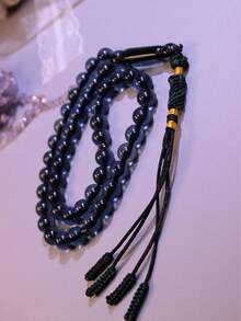 1 chuỗi tràng hạt pha lê đen xanh cổ điển, 45 hạt 10mm dệt thủ công, chuỗi tràng hạt cầu nguyện cá nhân theo phong tục Trung Đông, phụ kiện đeo hàng ngày cho các cặp đôi. - Nhiều màu - Xem 8