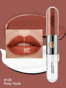 KIKO Milano UNLIMITED DOUBLE TOUCH 126 雙面唇彩，持久不暈染，高顯色，霧面與亮面妝效，適合日常使用，禮品套裝，6ml/0.2 Fl.Oz - 126 - 查看 6