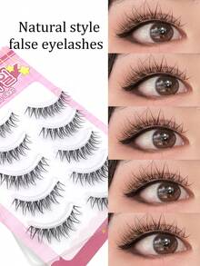 5 Pairs Korean & Japanese Style Criss-Cross Mermaid Tail Invisible Transparent False Eyelashes, Customizable Daily Makeup Eyelashes - View 3