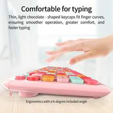 MOFii 666 2.4G Silent Wireless Keyboard & Mouse Combo, 110 Full-Size Retro Round Keys Cute Girly Style Office Peripherals, Includes USB Receiver, Compatible With Desktop & Laptop, Batteries Not Included - View 10