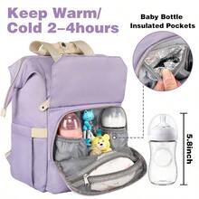 Diaper Bag Backpack, Pink Diaper Bag Mom, Travel Bags Backpack Women, Insulated Pockets Portable Diaper Bag With Charging Port, RFID Anti - Theft Pocket - Purple + 15.6inch - View 2
