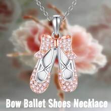 Ballerina Dance Shoes Necklace' - This Is A Unique Ballet-Inspired Necklace Design That Is Delicate Yet Dynamic. It Is A Multi-Functional Neck Accessory Featuring A Beautiful Ballerina Shoe Pendant. The Exquisite 3D Ballerina Shoe Design, Paired With The Warm Pink Contrast, Makes It The Perfect Accessory For Art Enthusiasts' Daily Outfits, As Well As An Ideal Gift For Friends. - Silver - View 9
