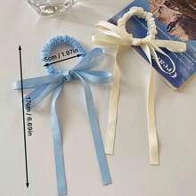 4pcs Ballet Style Bowknot Ribbon Hair Ties, Korean Cute Double Ponytail Elastic Hair Bands - Multicolor - View 2