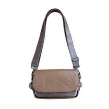 Bolsa de cuero suave para hombres: bolso de hombro casual, bolso de mensajero retro con correa - Cinturón bicolor marrón oscuro 804 - Ver 6
