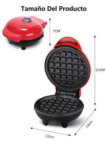 Mini Round Waffle Maker With Non-Stick Plate, Bakes Quickly In 3 Minutes With Air Circulation. Breakfast Machine With Double-Sided Heating, Multifunctional For Toasting Bread. Portable Waffle Maker, Compact And Lightweight. - Red - View 13